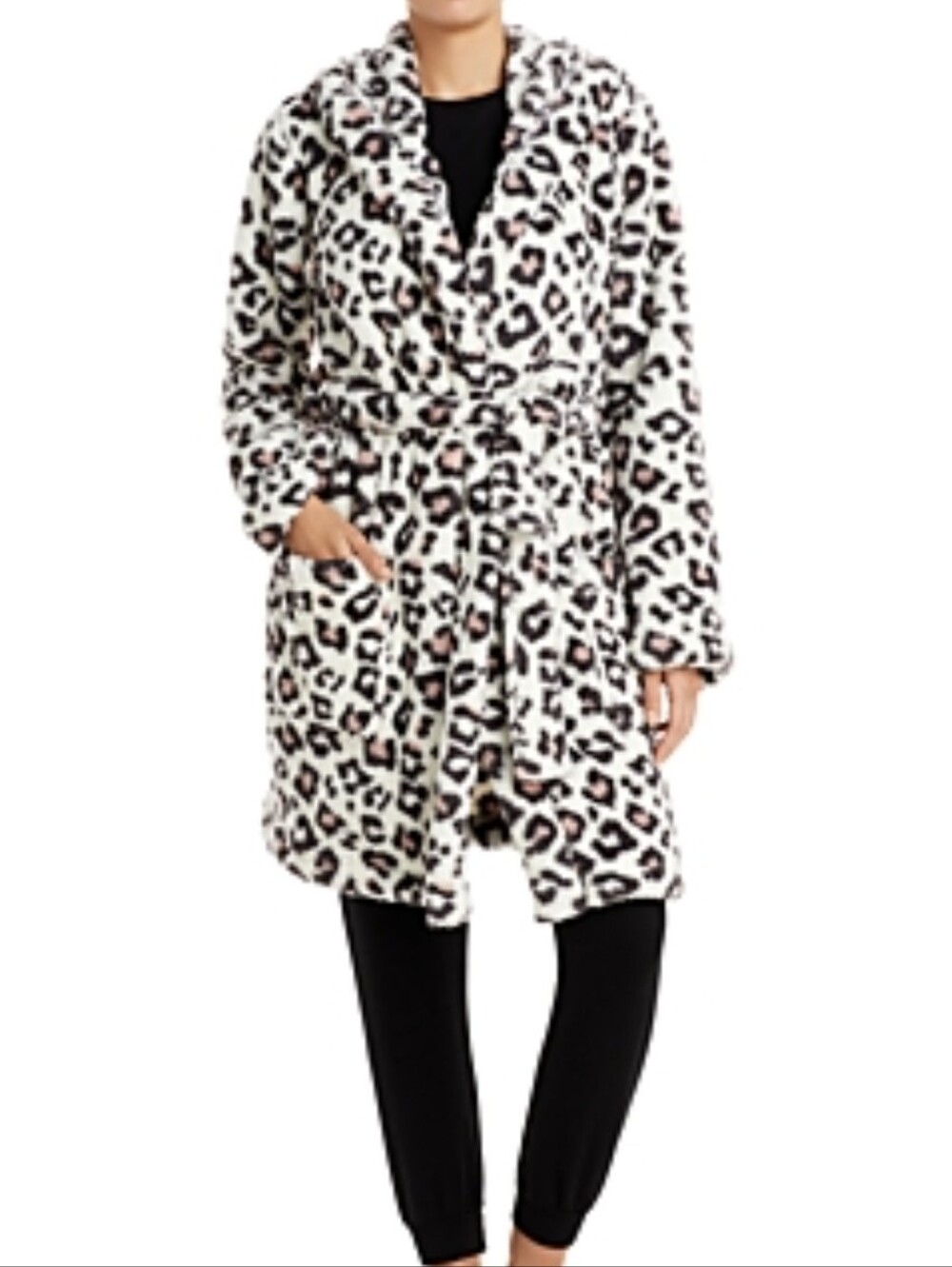 UGG Aarti Women's Hooded Plush Leopard Print Dressing Gown/Robe Size Small